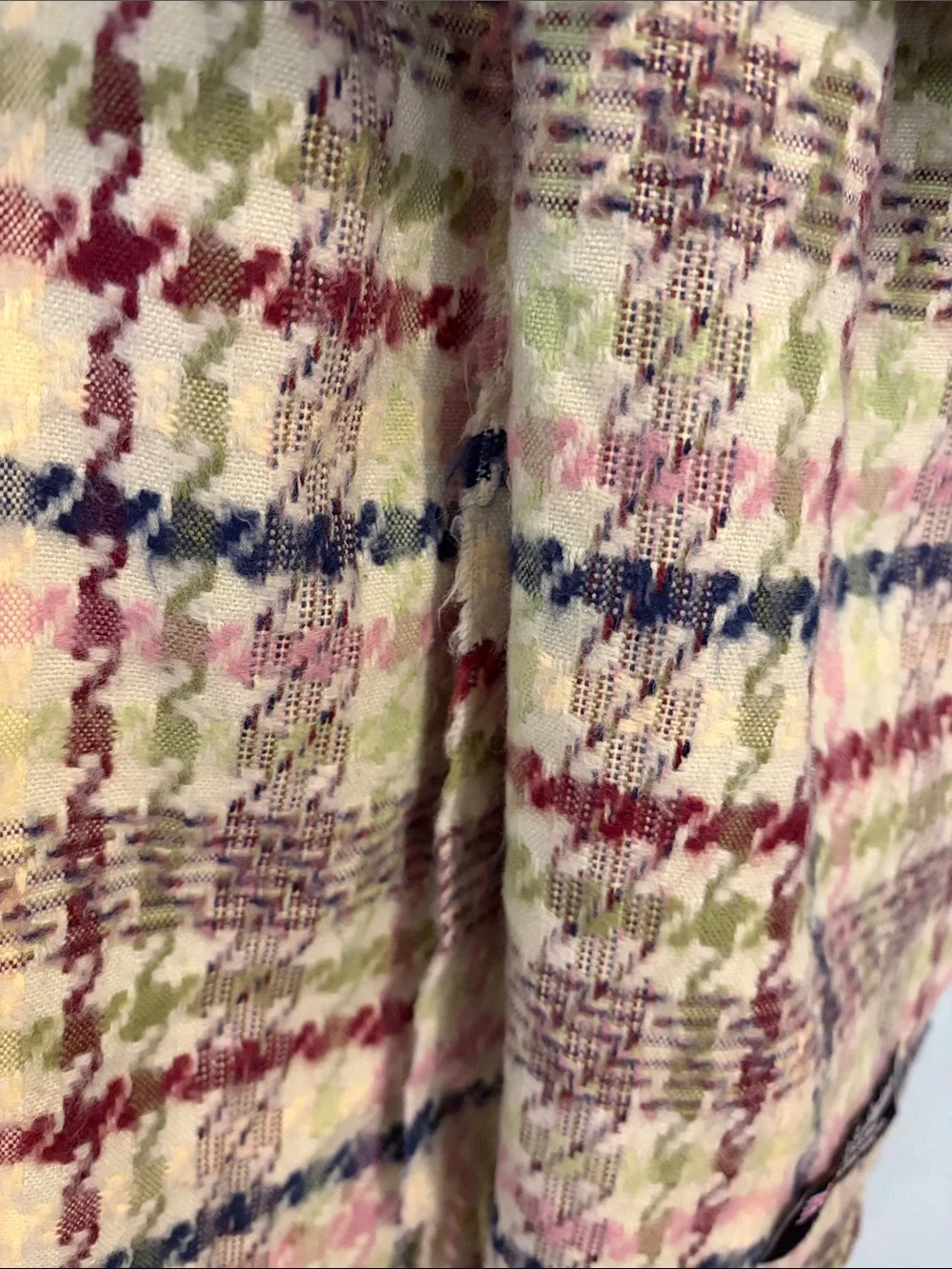 Cashmere Beige Plaid Fringe Scarf with Multi-Color Accents - fall staple